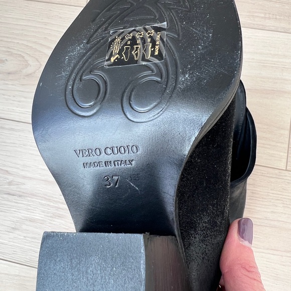 FREE PEOPLE brayden mules / black leather metal toe kick booties / size 37 - Picture 9 of 10